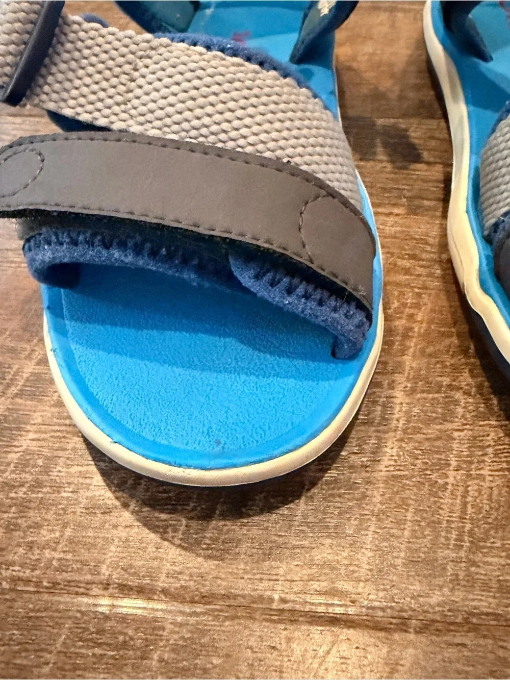 Plae Kids Adjustable Sport Sandals Blue Gray Hook & Loop Size 11